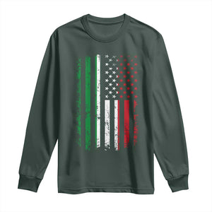 Italian American Flag Long Sleeve Shirt Retro Italian Family Italy Flag TS10 Dark Forest Green Print Your Wear