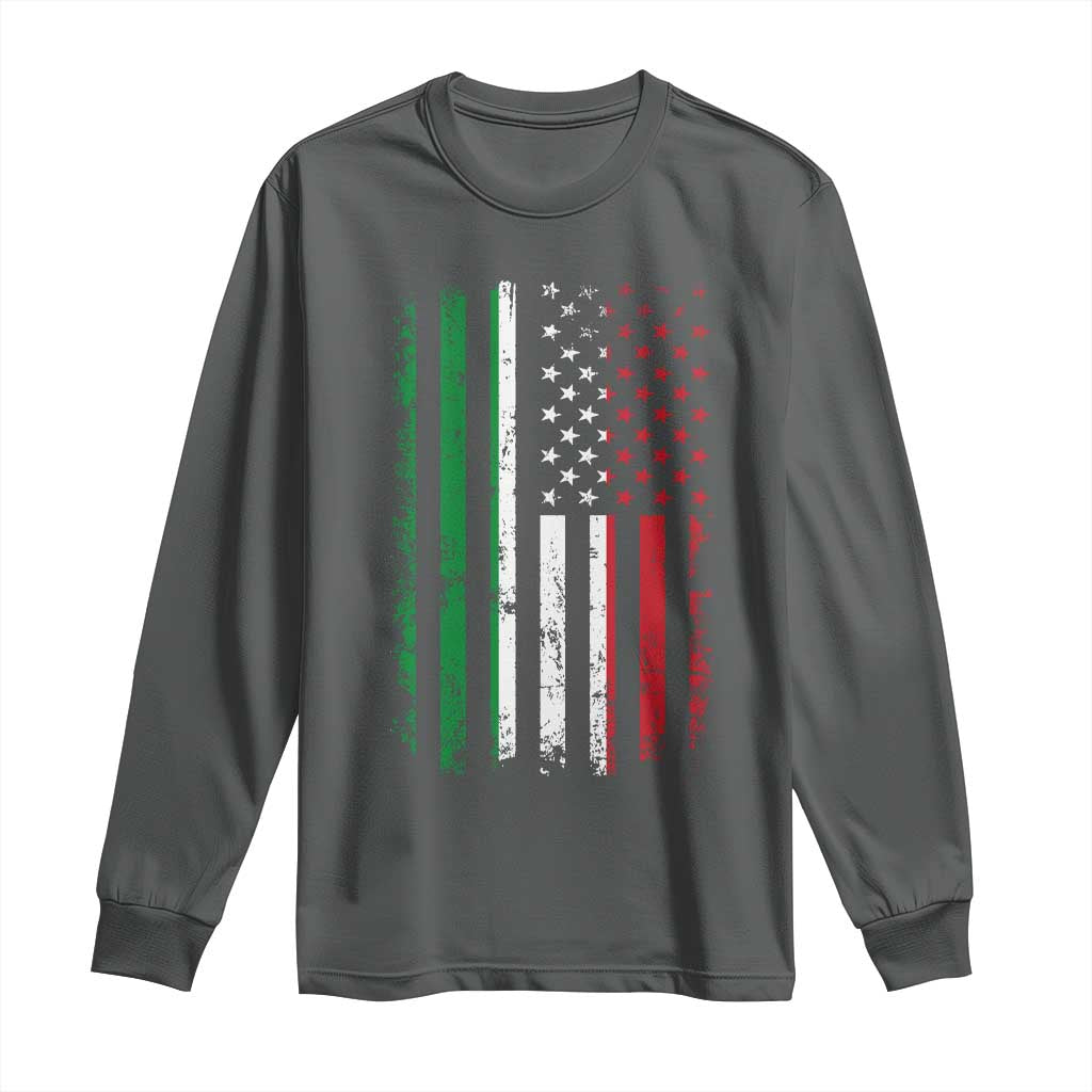 Italian American Flag Long Sleeve Shirt Retro Italian Family Italy Flag TS10 Dark Heather Print Your Wear