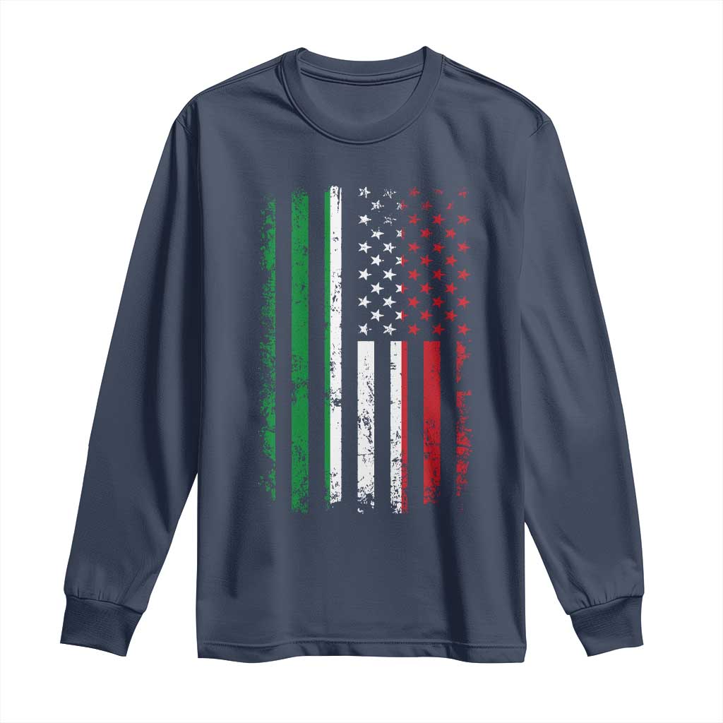 Italian American Flag Long Sleeve Shirt Retro Italian Family Italy Flag TS10 Navy Print Your Wear