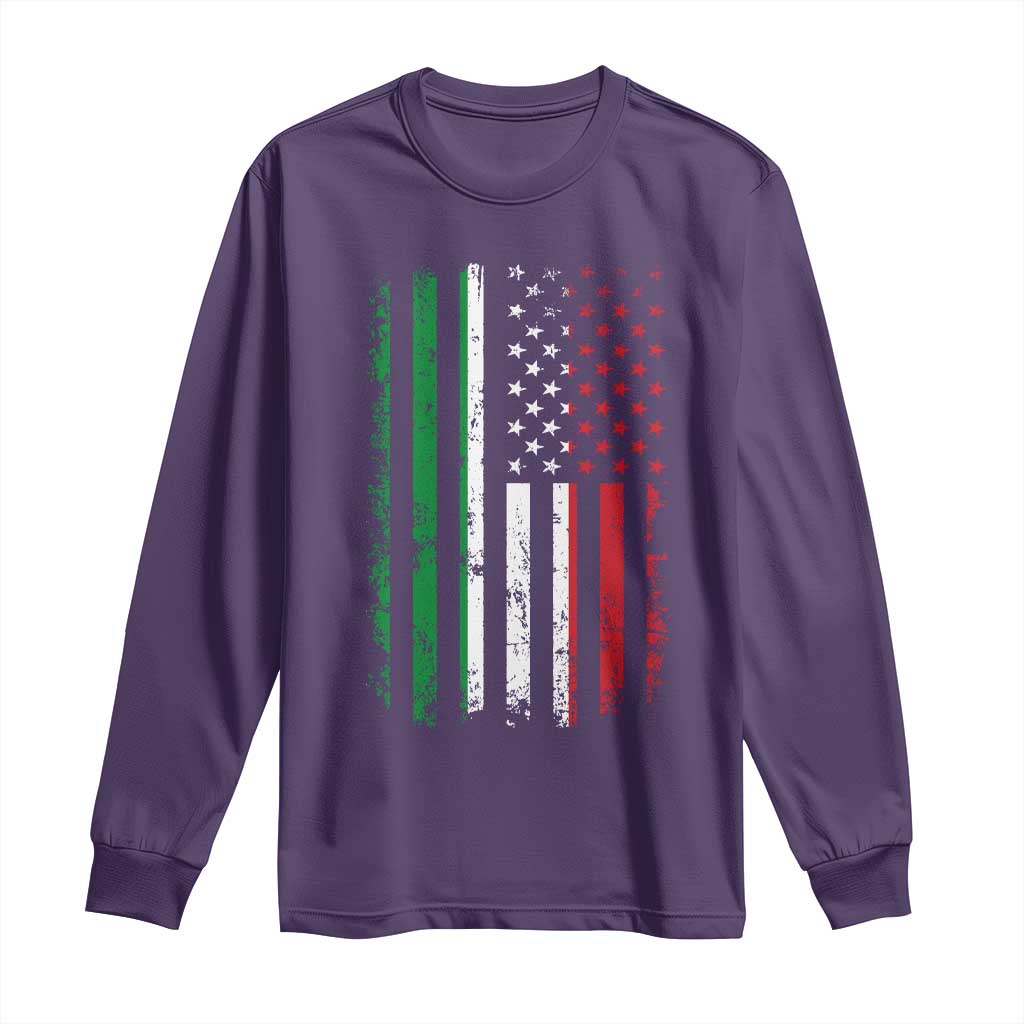 Italian American Flag Long Sleeve Shirt Retro Italian Family Italy Flag TS10 Purple Print Your Wear