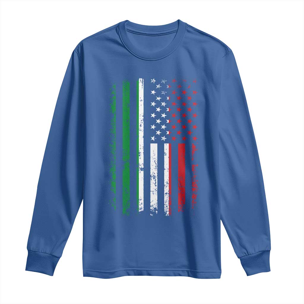 Italian American Flag Long Sleeve Shirt Retro Italian Family Italy Flag TS10 Royal Blue Print Your Wear