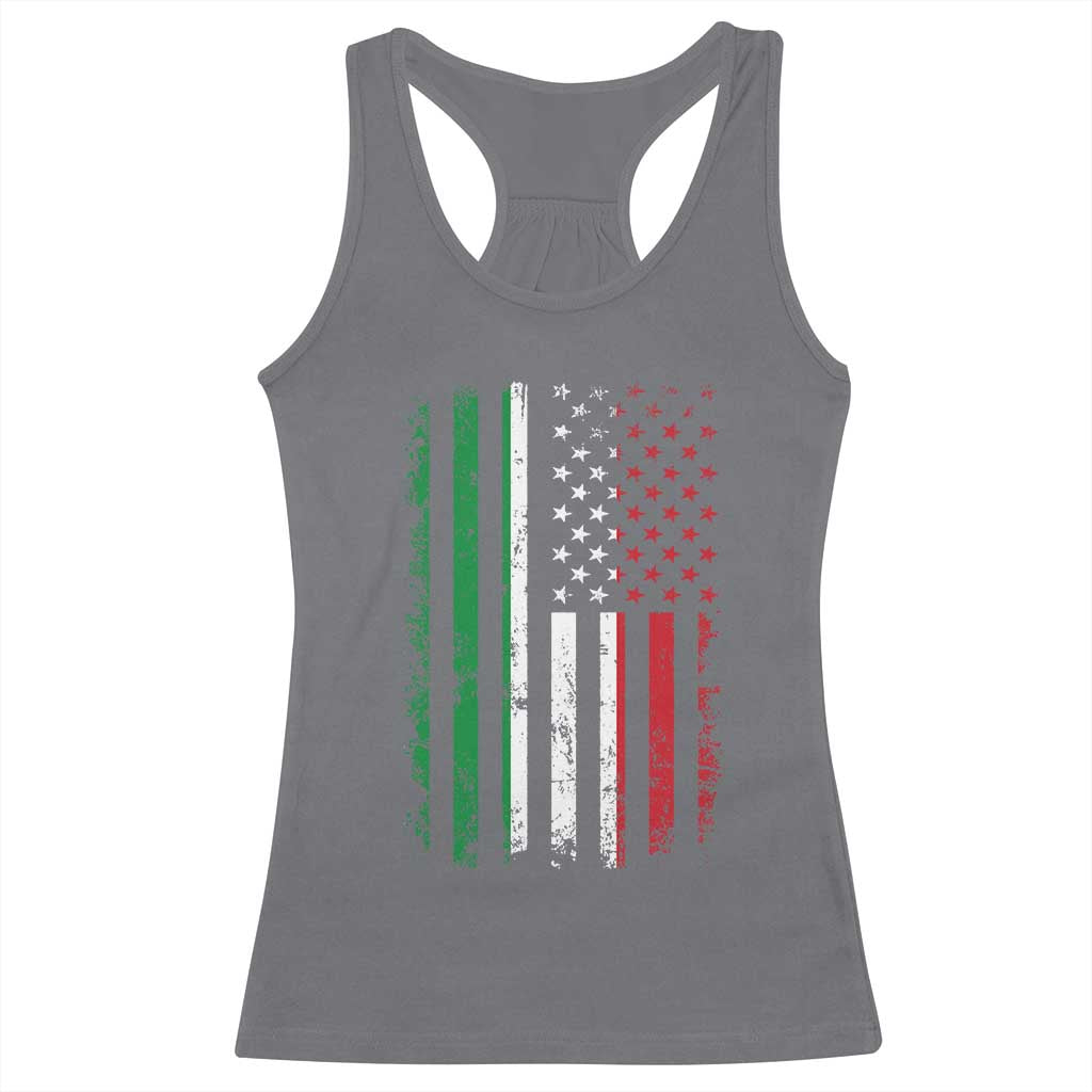 Italian American Flag Racerback Tank Top Retro Italian Family Italy Flag TS10 Charcoal Print Your Wear