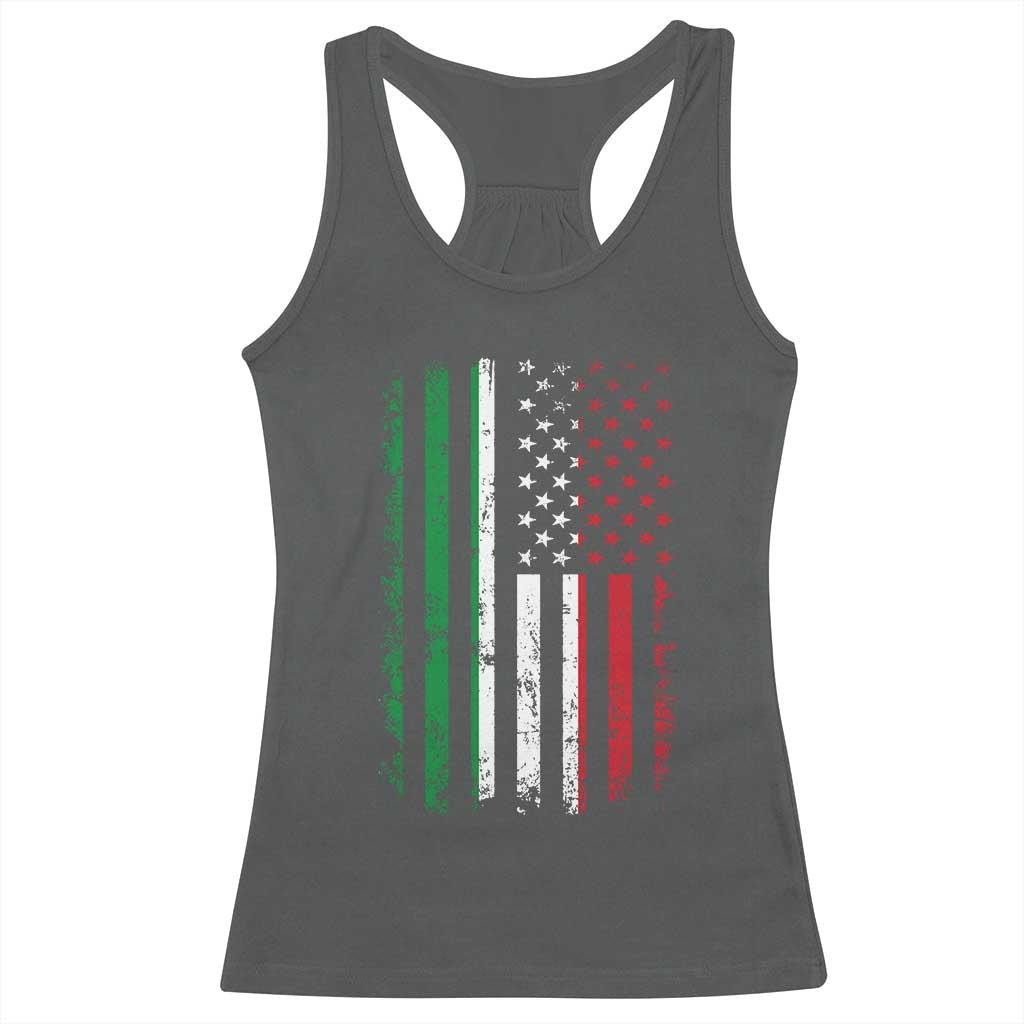 Italian American Flag Racerback Tank Top Retro Italian Family Italy Flag TS10 Dark Heather Print Your Wear