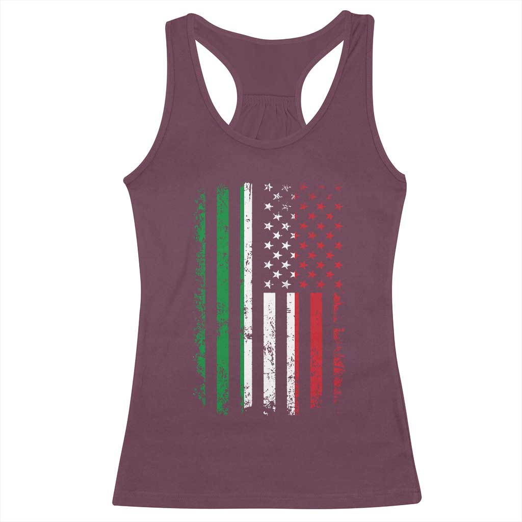 Italian American Flag Racerback Tank Top Retro Italian Family Italy Flag TS10 Maroon Print Your Wear