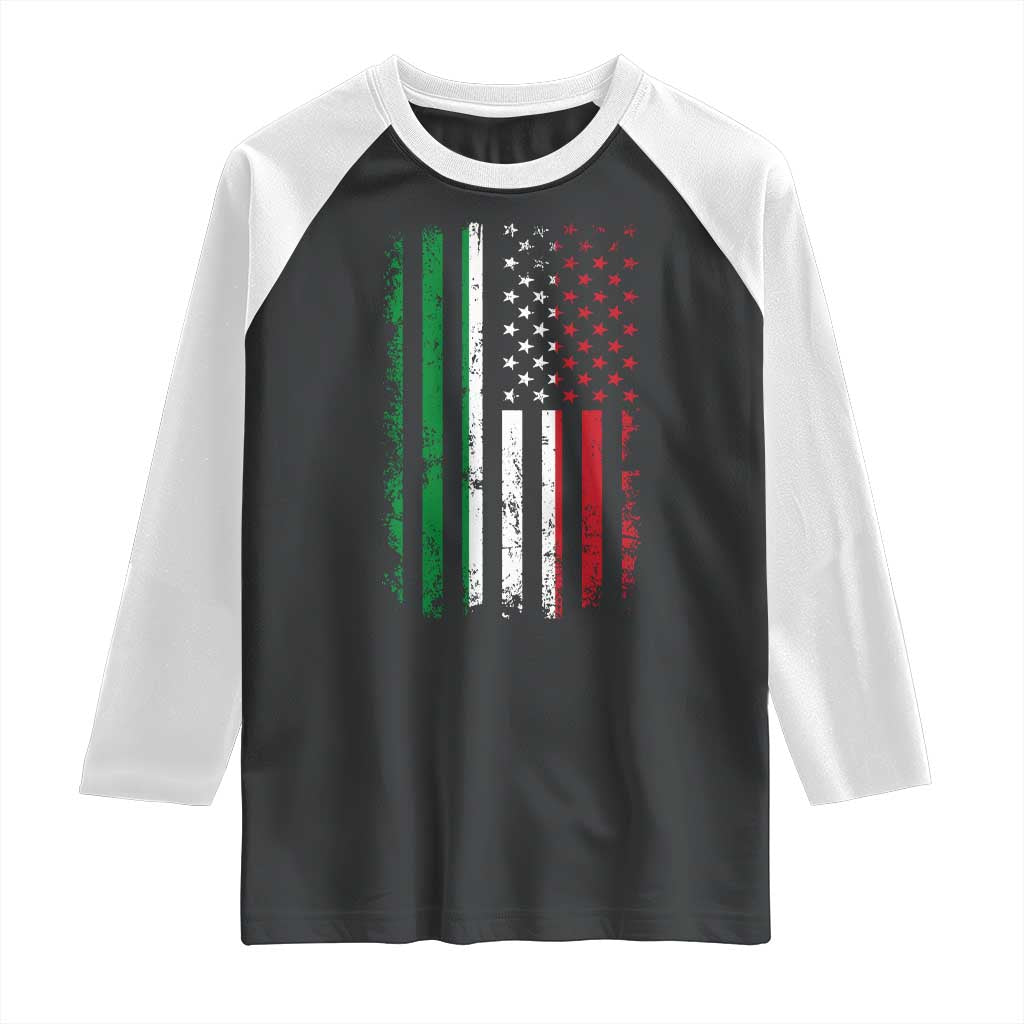 Italian American Flag Raglan Shirt Retro Italian Family Italy Flag TS10 Black White Print Your Wear