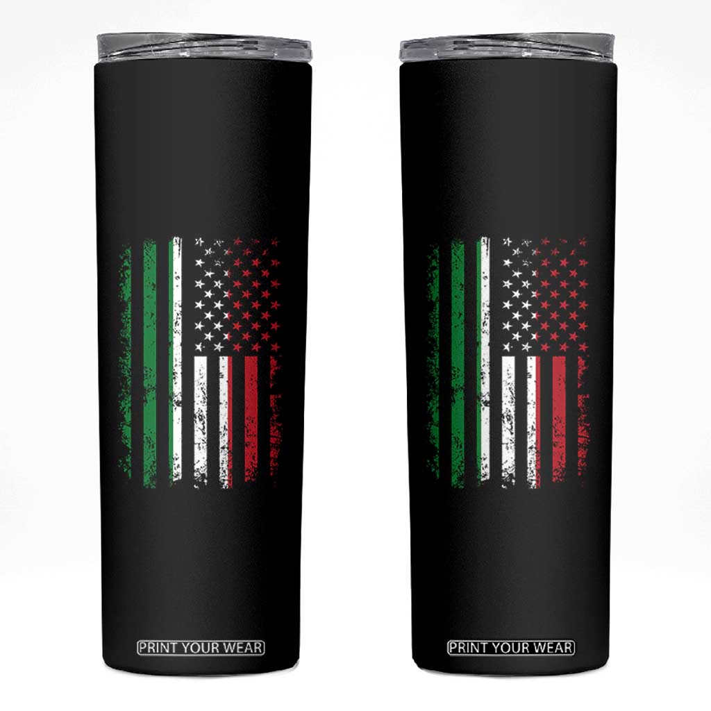 Italian American Flag Skinny Tumbler Retro Italian Family Italy Flag TS10 Black Print Your Wear
