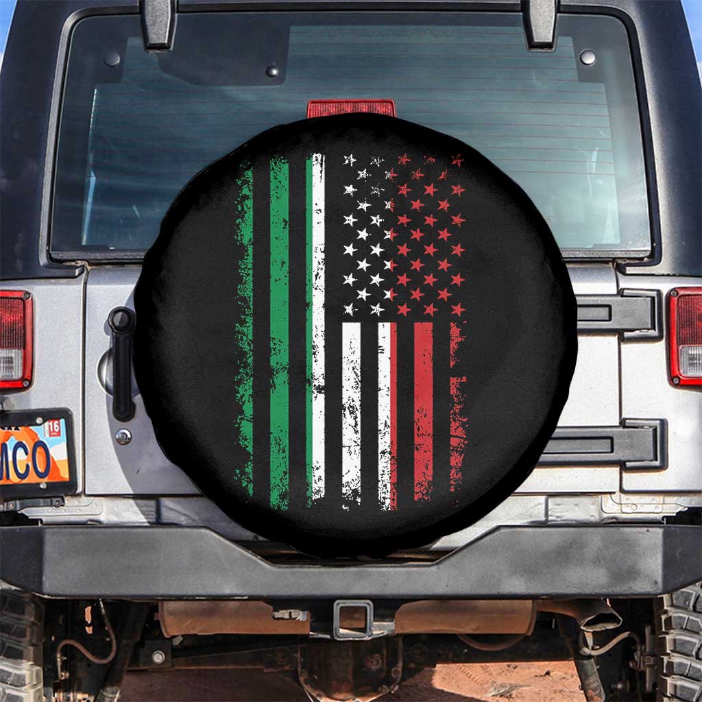 Italian American Flag Spare Tire Cover Retro Italian Family Italy Flag TS10 No hole Black Print Your Wear