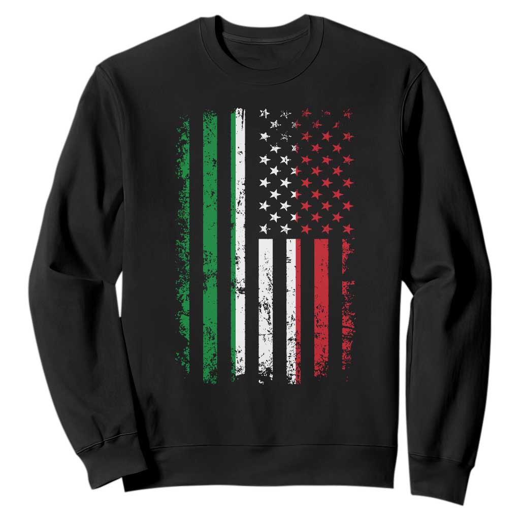 Italian American Flag Sweatshirt Retro Italian Family Italy Flag TS10 Black Print Your Wear