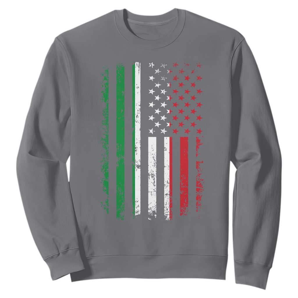 Italian American Flag Sweatshirt Retro Italian Family Italy Flag TS10 Charcoal Print Your Wear