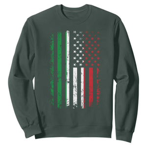Italian American Flag Sweatshirt Retro Italian Family Italy Flag TS10 Dark Forest Green Print Your Wear