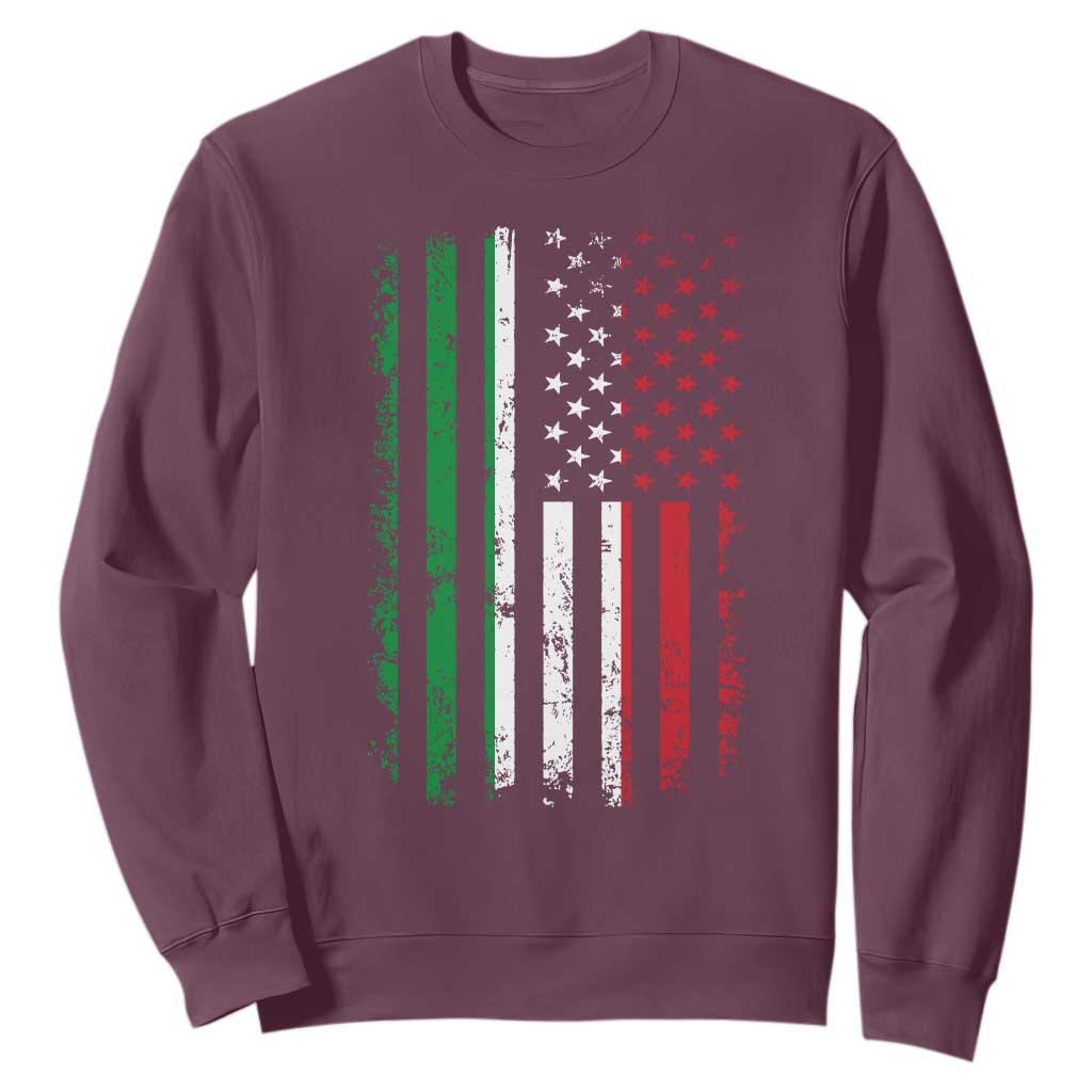 Italian American Flag Sweatshirt Retro Italian Family Italy Flag TS10 Maroon Print Your Wear