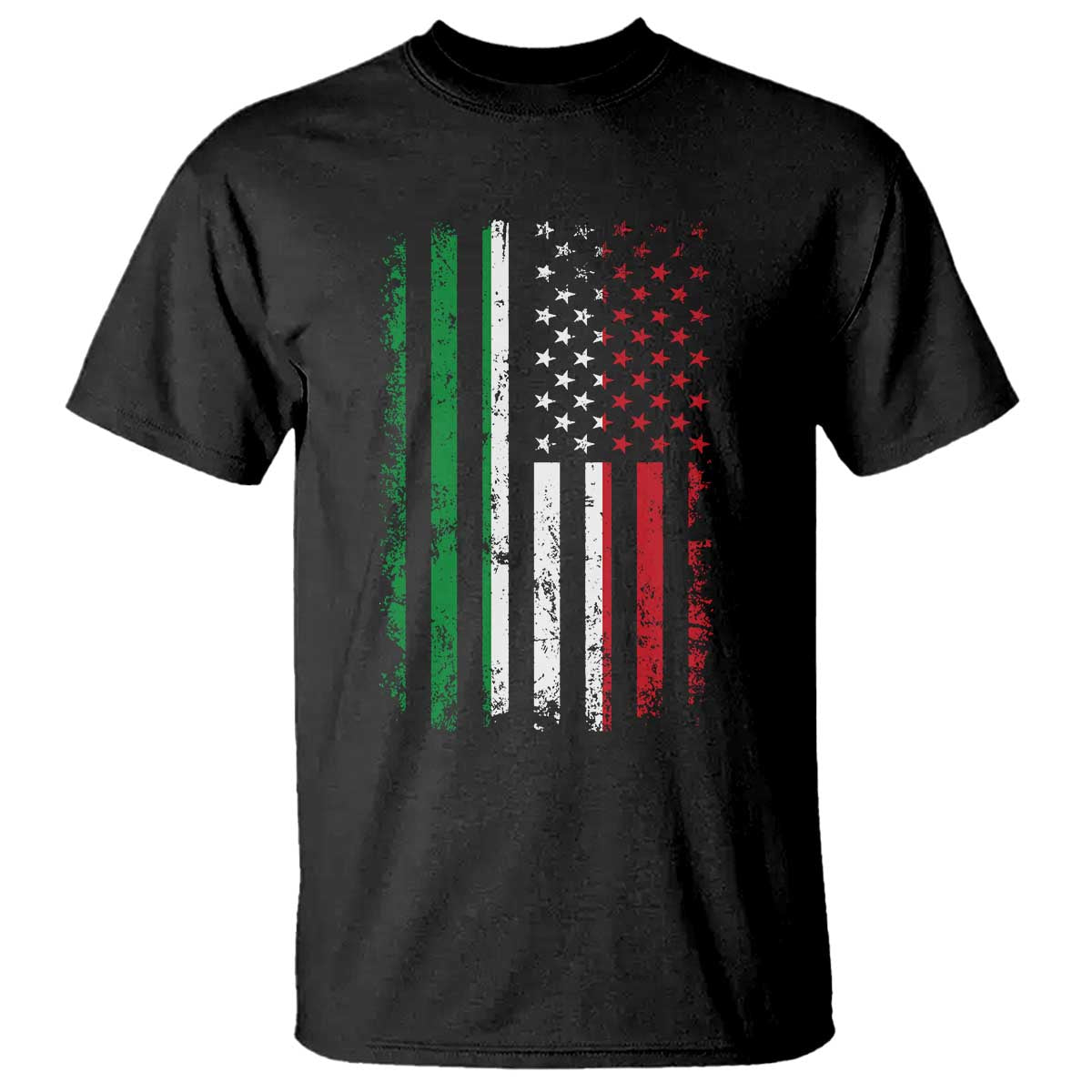 Italian American Flag T Shirt Retro Italian Family Italy Flag TS10 Black Print Your Wear