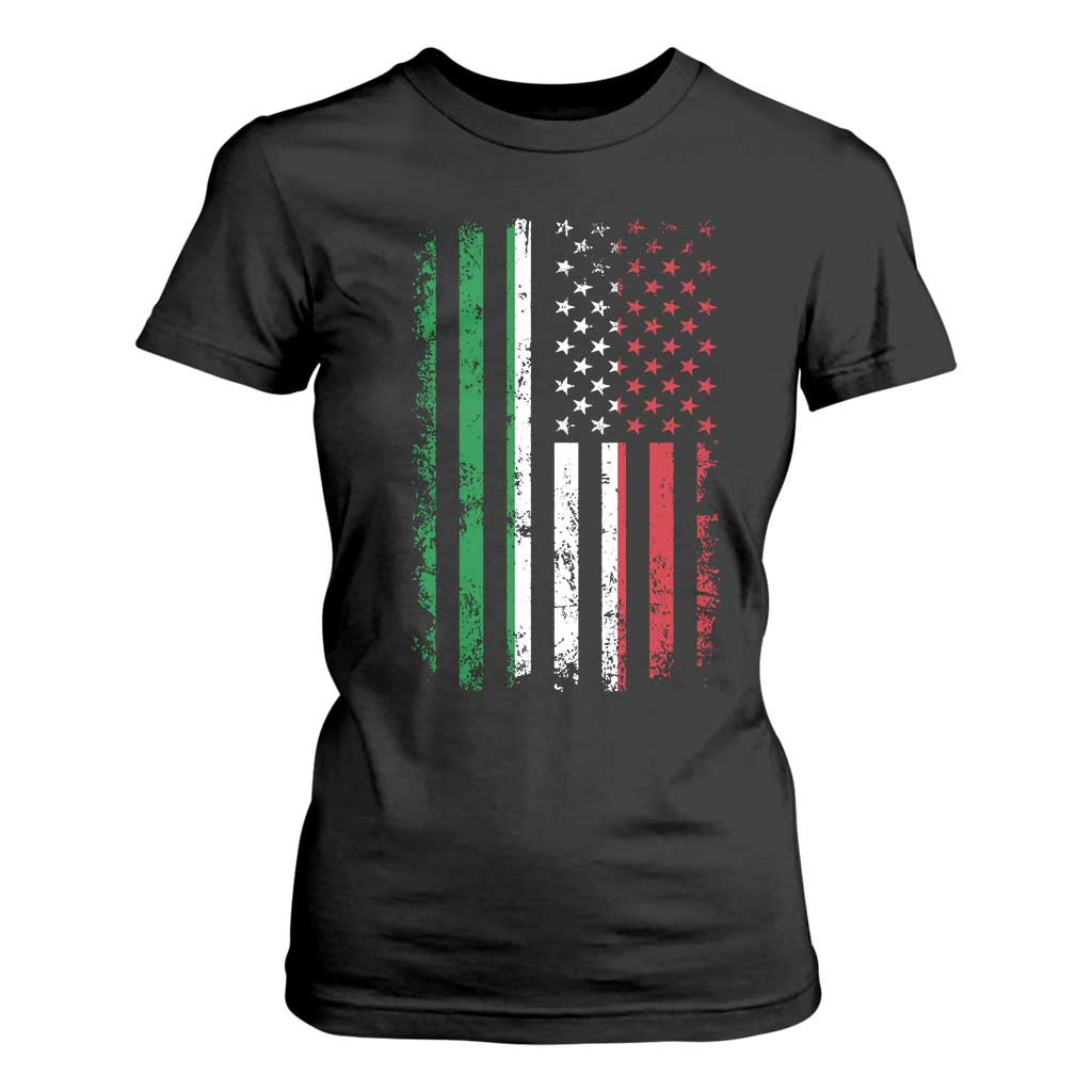 Italian American Flag T Shirt For Women Retro Italian Family Italy Flag TS10 Black Print Your Wear