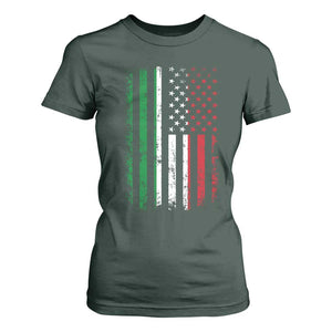 Italian American Flag T Shirt For Women Retro Italian Family Italy Flag TS10 Dark Forest Green Print Your Wear