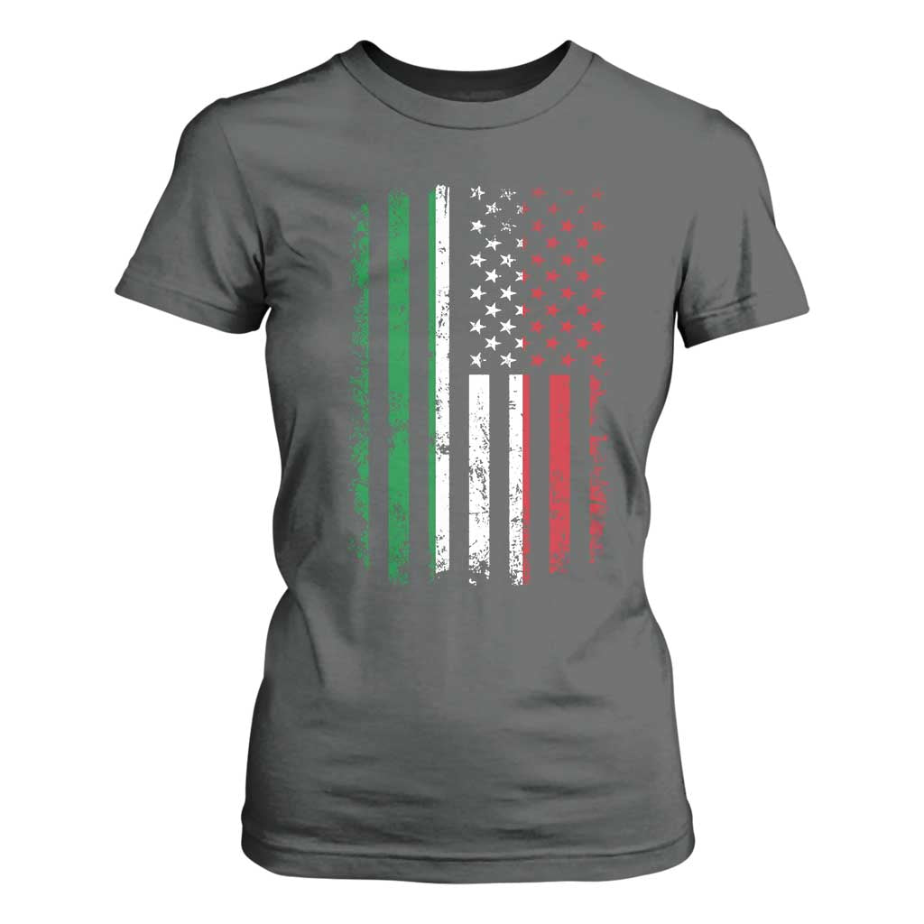 Italian American Flag T Shirt For Women Retro Italian Family Italy Flag TS10 Dark Heather Print Your Wear