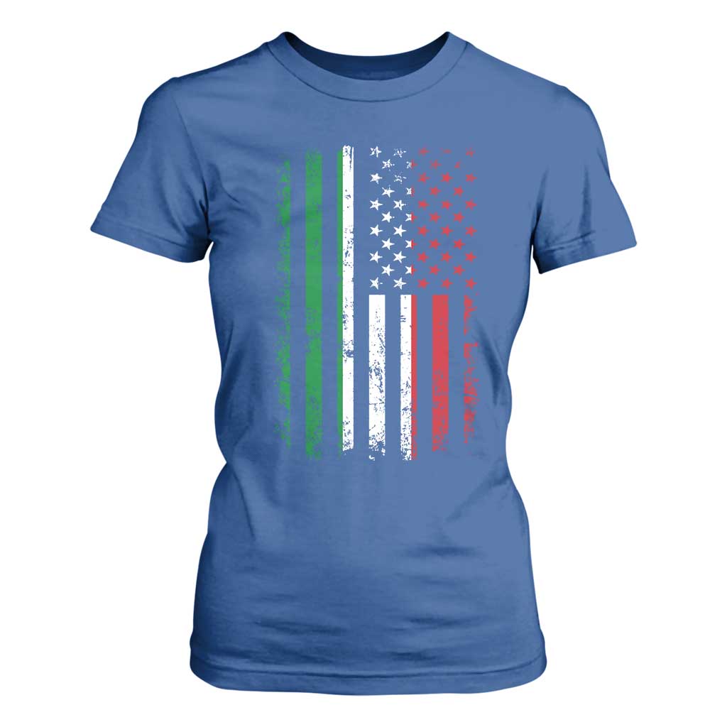 Italian American Flag T Shirt For Women Retro Italian Family Italy Flag TS10 Royal Blue Print Your Wear