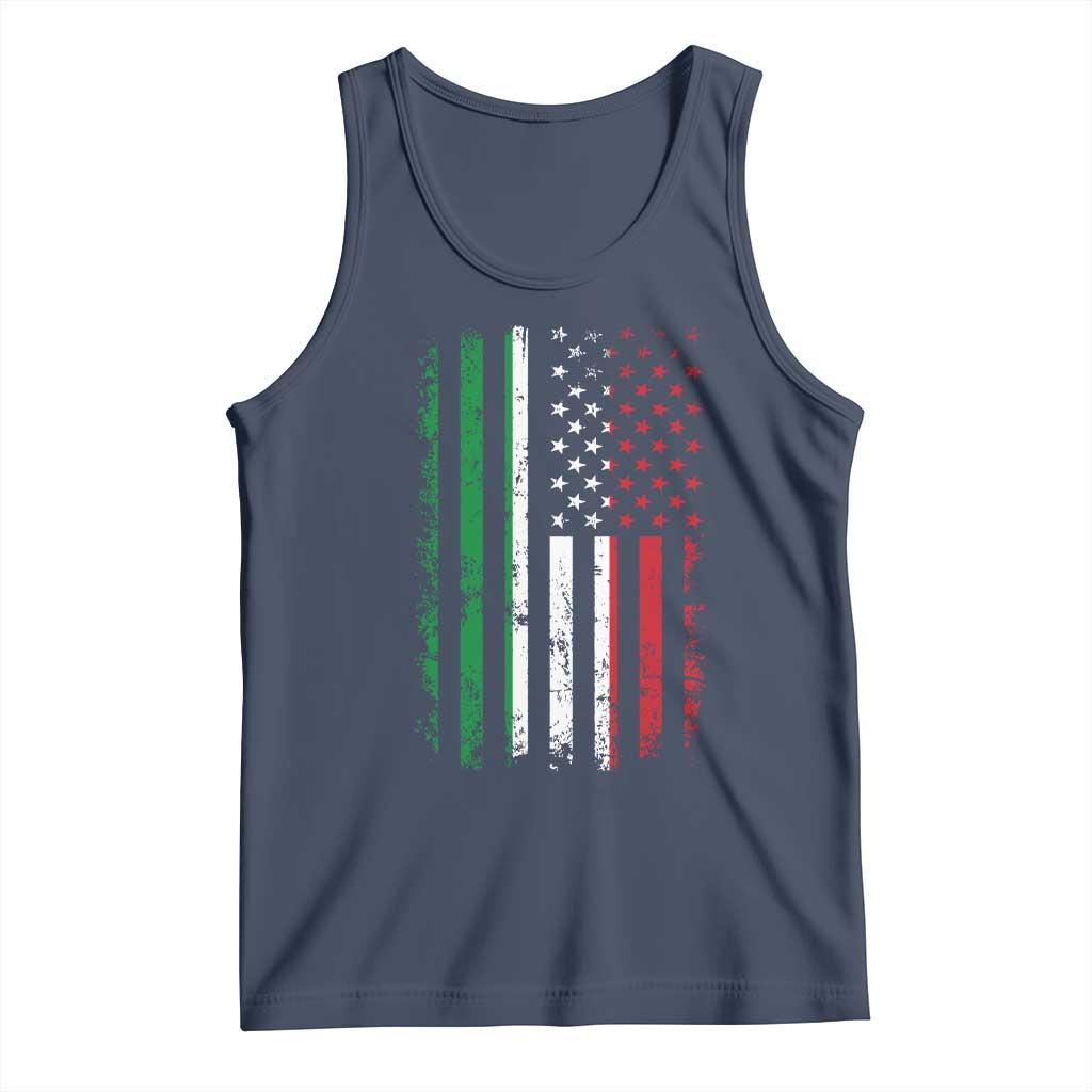 Italian American Flag Tank Top Retro Italian Family Italy Flag TS10 Navy Print Your Wear