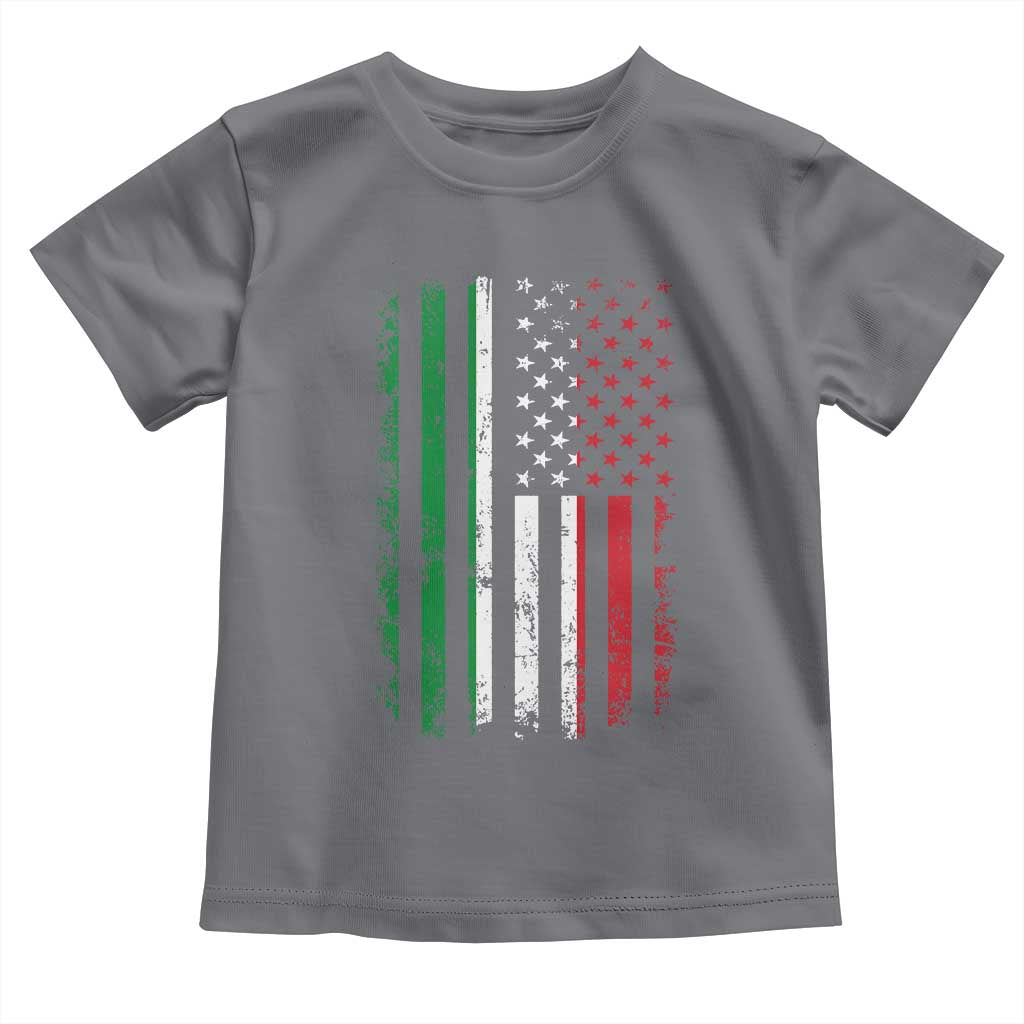 Italian American Flag Toddler T Shirt Retro Italian Family Italy Flag TS10 Charcoal Print Your Wear