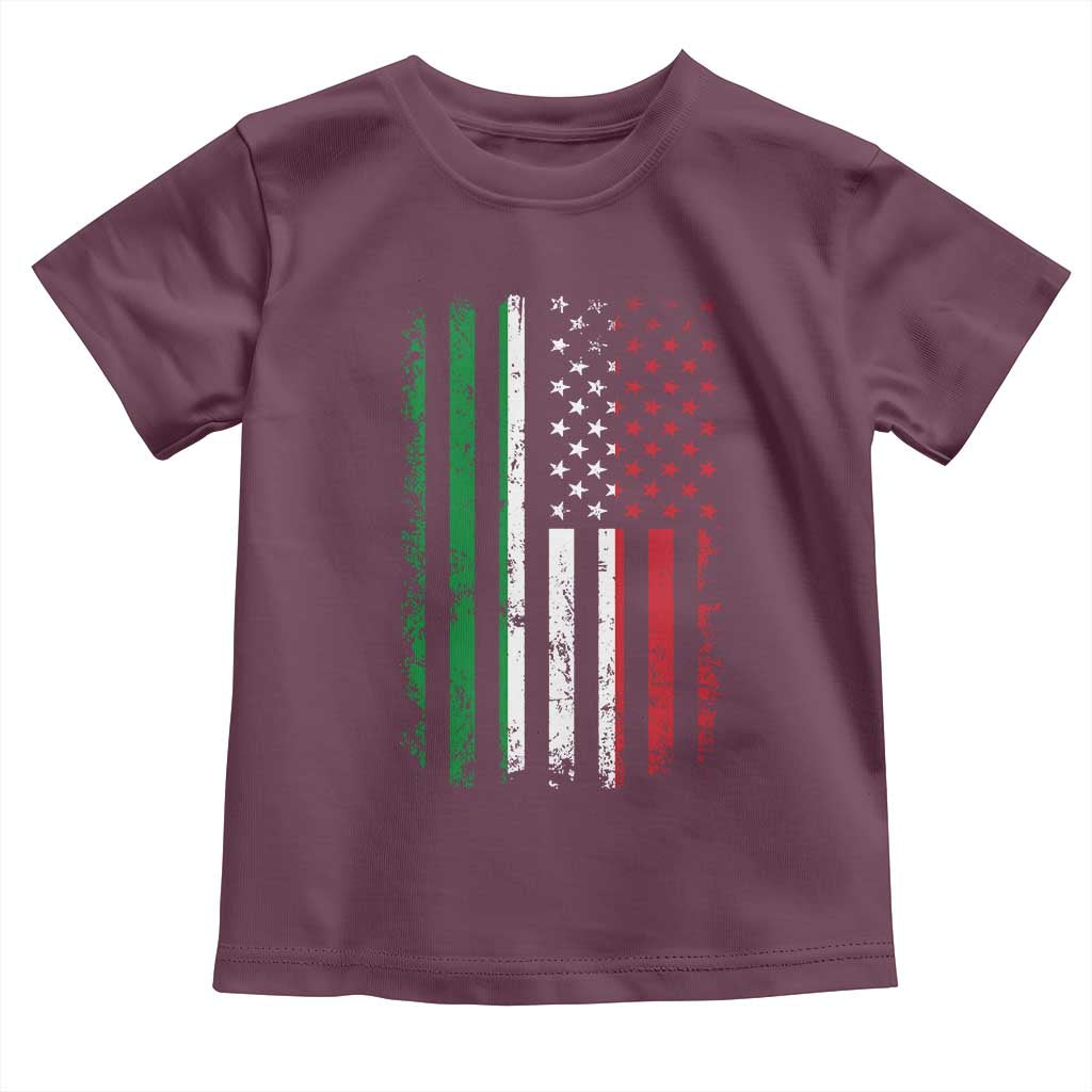Italian American Flag Toddler T Shirt Retro Italian Family Italy Flag TS10 Maroon Print Your Wear