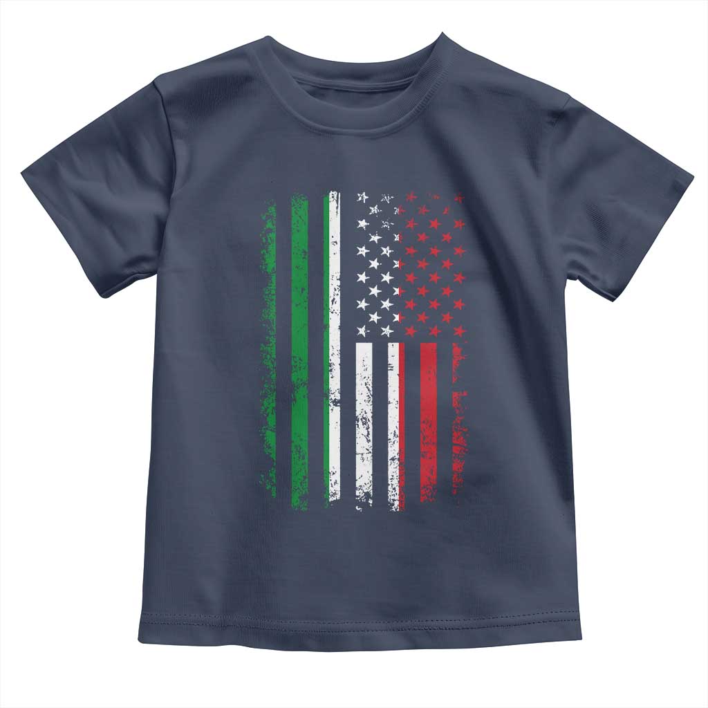 Italian American Flag Toddler T Shirt Retro Italian Family Italy Flag TS10 Navy Print Your Wear
