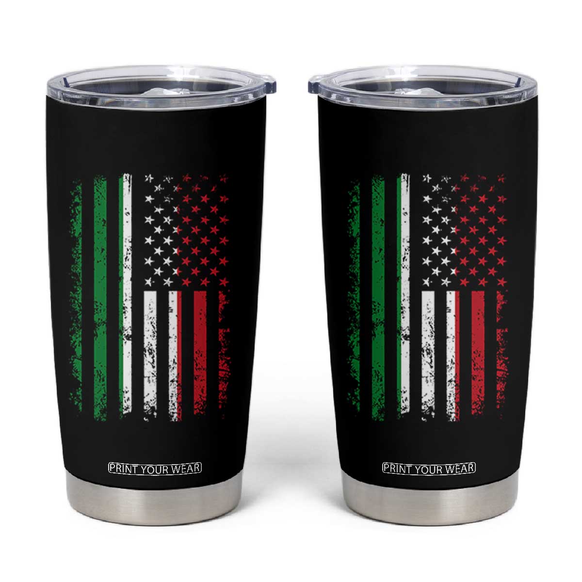 Italian American Flag Tumbler Cup Retro Italian Family Italy Flag TS10 Black Print Your Wear