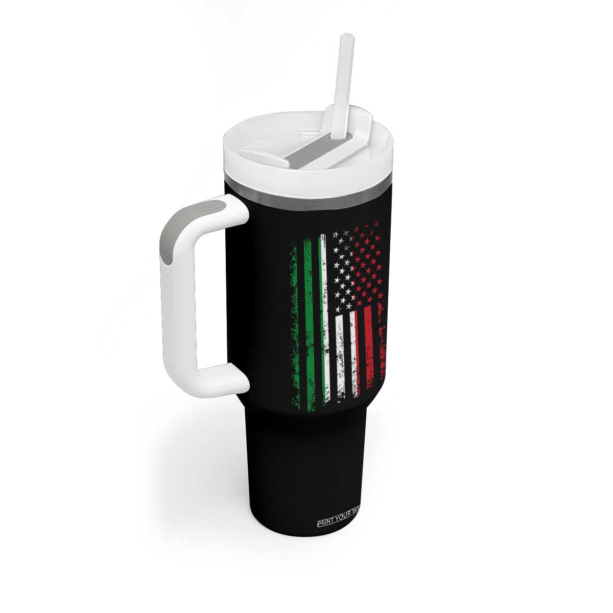 Italian American Flag Tumbler With Handle Retro Italian Family Italy Flag TS10 Print Your Wear
