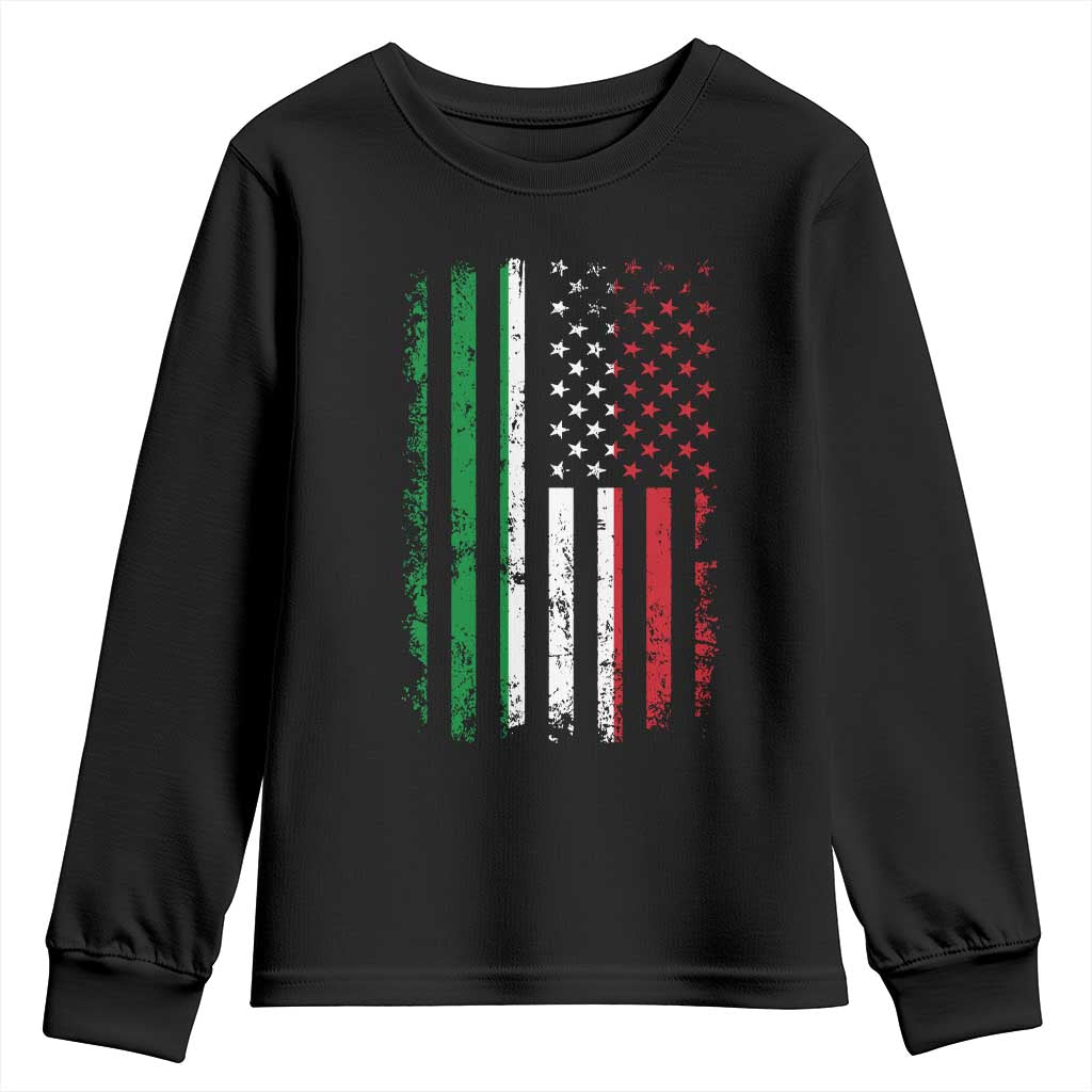 Italian American Flag Youth Sweatshirt Retro Italian Family Italy Flag TS10 Black Print Your Wear