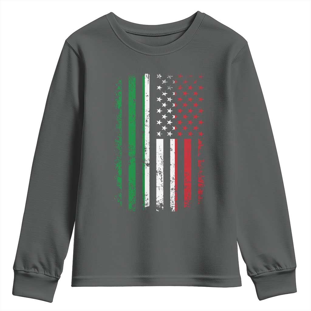Italian American Flag Youth Sweatshirt Retro Italian Family Italy Flag TS10 Dark Heather Print Your Wear