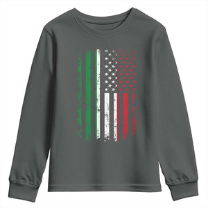 Italian American Flag Youth Sweatshirt Retro Italian Family Italy Flag TS10 Dark Heather Print Your Wear