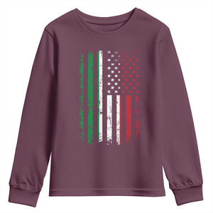 Italian American Flag Youth Sweatshirt Retro Italian Family Italy Flag TS10 Maroon Print Your Wear