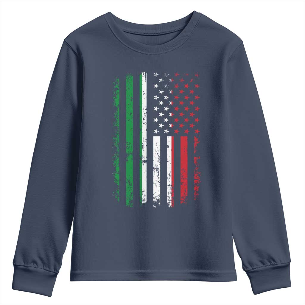Italian American Flag Youth Sweatshirt Retro Italian Family Italy Flag TS10 Navy Print Your Wear