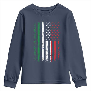 Italian American Flag Youth Sweatshirt Retro Italian Family Italy Flag TS10 Navy Print Your Wear
