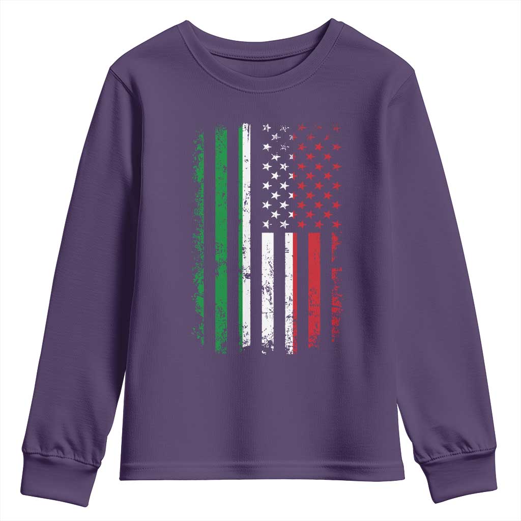 Italian American Flag Youth Sweatshirt Retro Italian Family Italy Flag TS10 Purple Print Your Wear