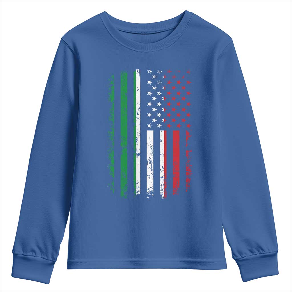 Italian American Flag Youth Sweatshirt Retro Italian Family Italy Flag TS10 Royal Blue Print Your Wear
