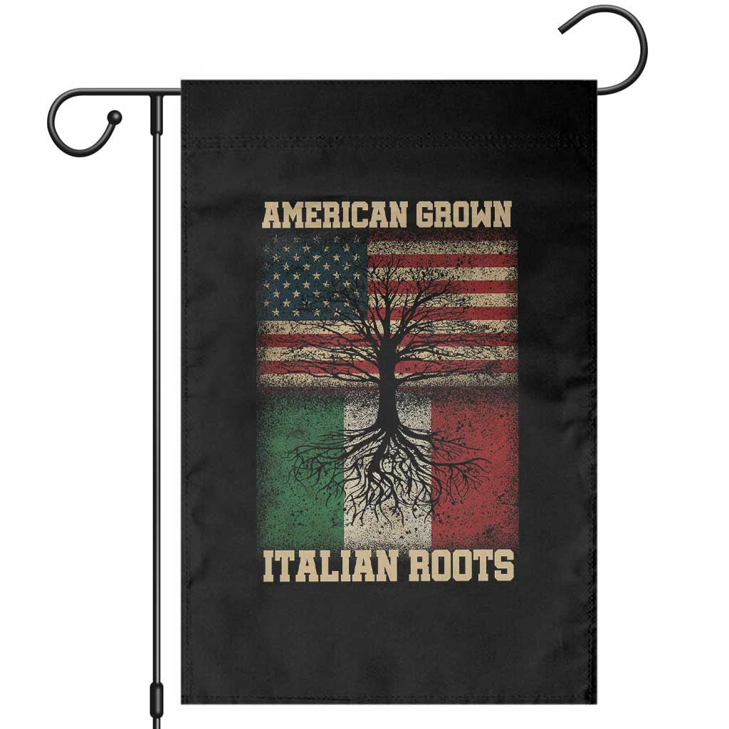 American Grown Italian Roots Garden Flag USA Italy Flag Family Tree Italian TS10 Black Print Your Wear