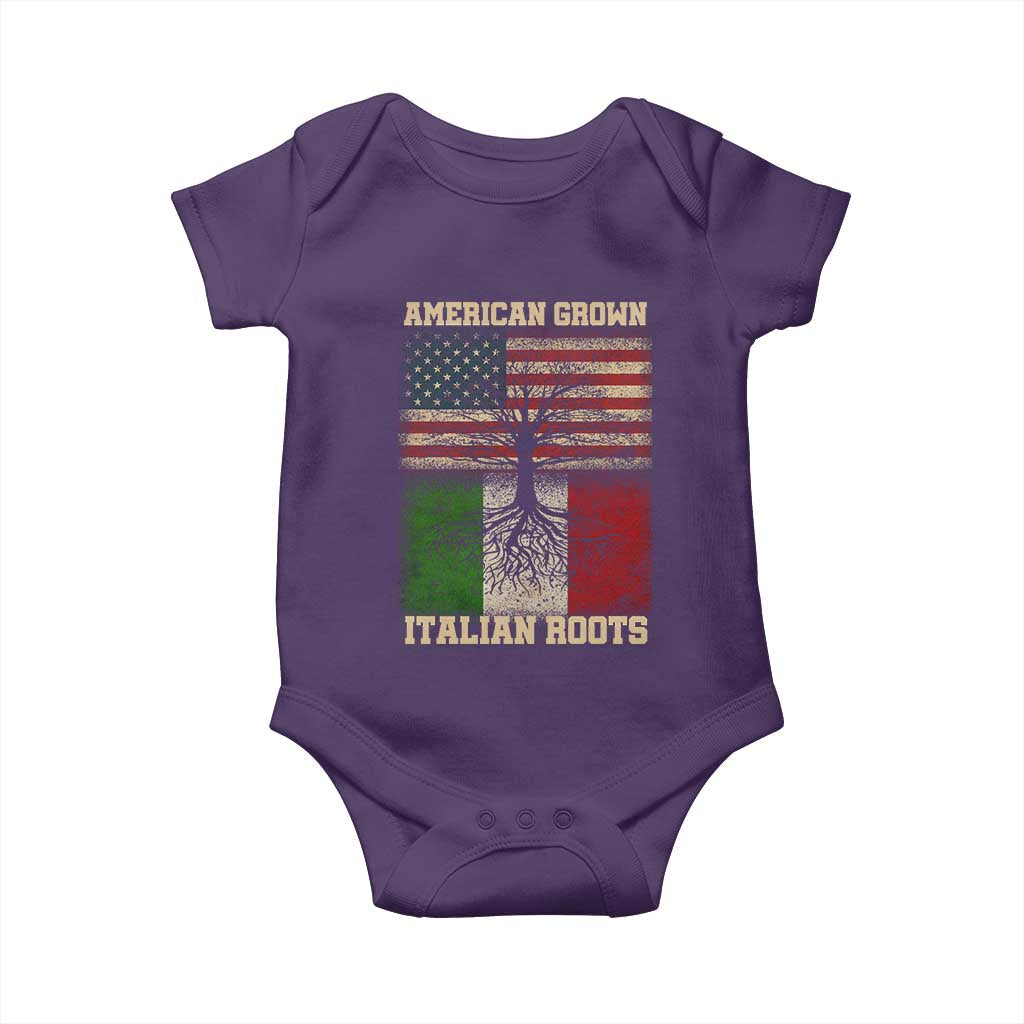 American Grown Italian Roots Baby Onesie USA Italy Flag Family Tree Italian TS10 Purple Print Your Wear