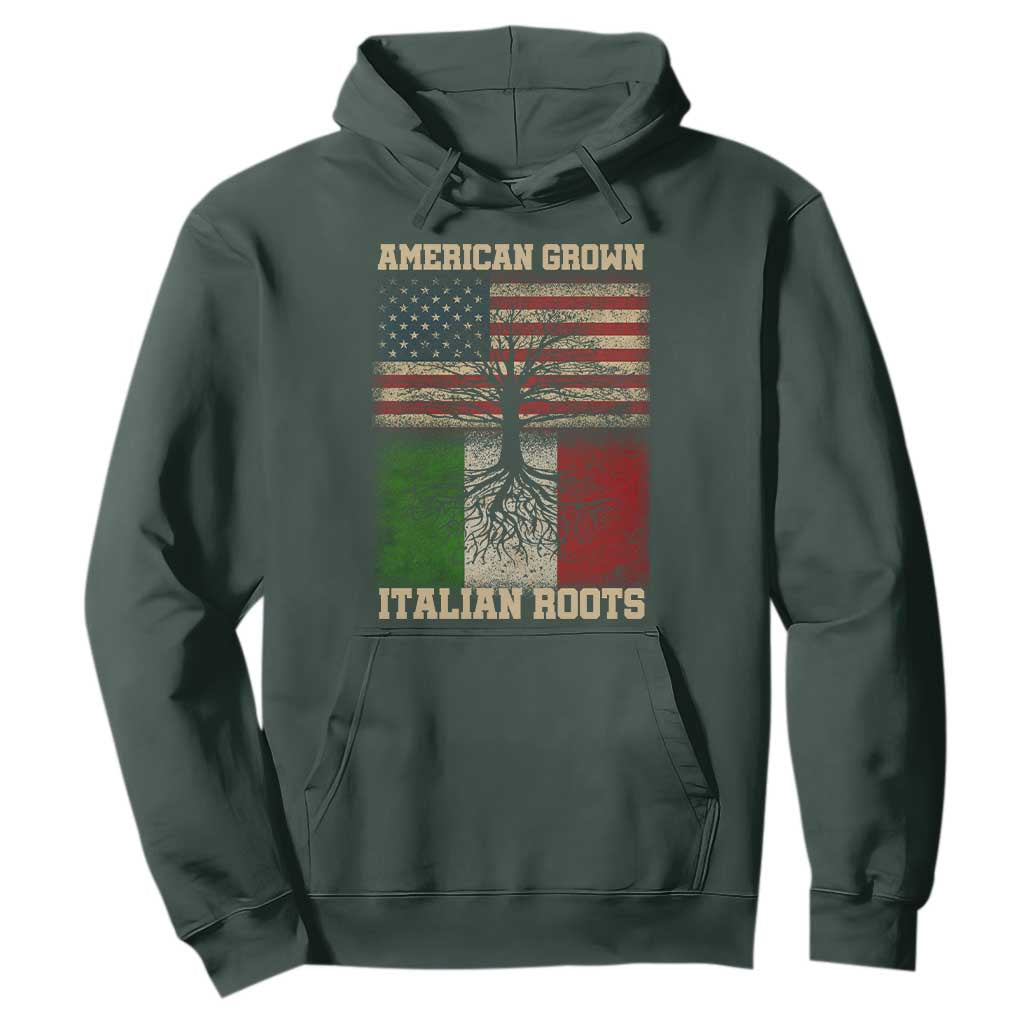 American Grown Italian Roots Hoodie USA Italy Flag Family Tree Italian TS10 Dark Forest Green Print Your Wear