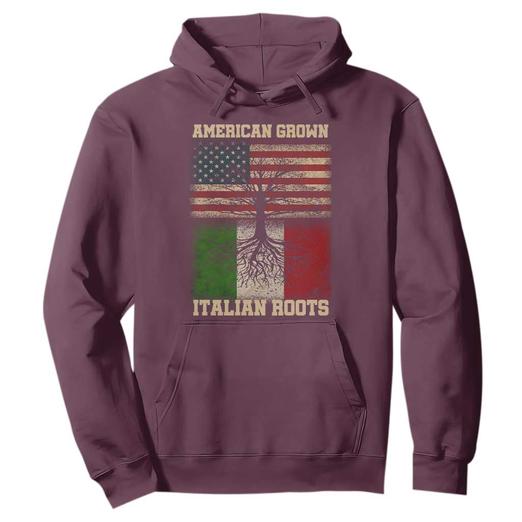 American Grown Italian Roots Hoodie USA Italy Flag Family Tree Italian TS10 Maroon Print Your Wear
