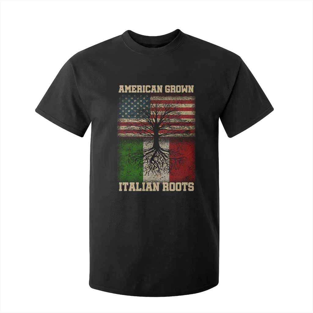 American Grown Italian Roots T Shirt For Kid USA Italy Flag Family Tree Italian TS10 Black Print Your Wear