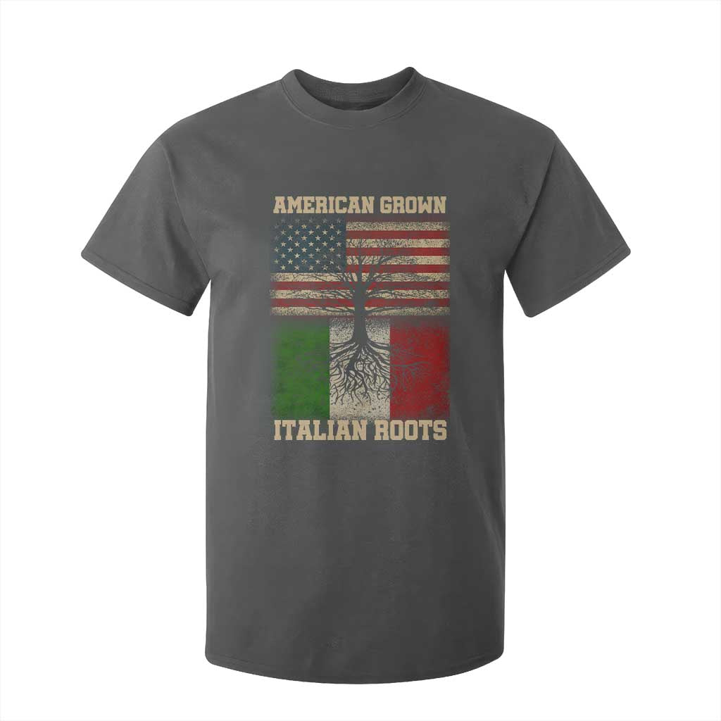 American Grown Italian Roots T Shirt For Kid USA Italy Flag Family Tree Italian TS10 Dark Heather Print Your Wear