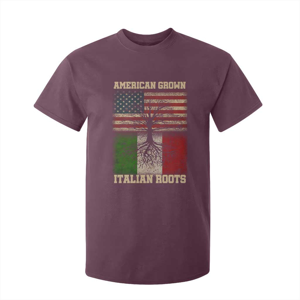 American Grown Italian Roots T Shirt For Kid USA Italy Flag Family Tree Italian TS10 Maroon Print Your Wear