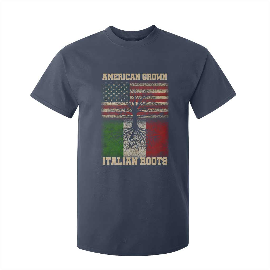 American Grown Italian Roots T Shirt For Kid USA Italy Flag Family Tree Italian TS10 Navy Print Your Wear