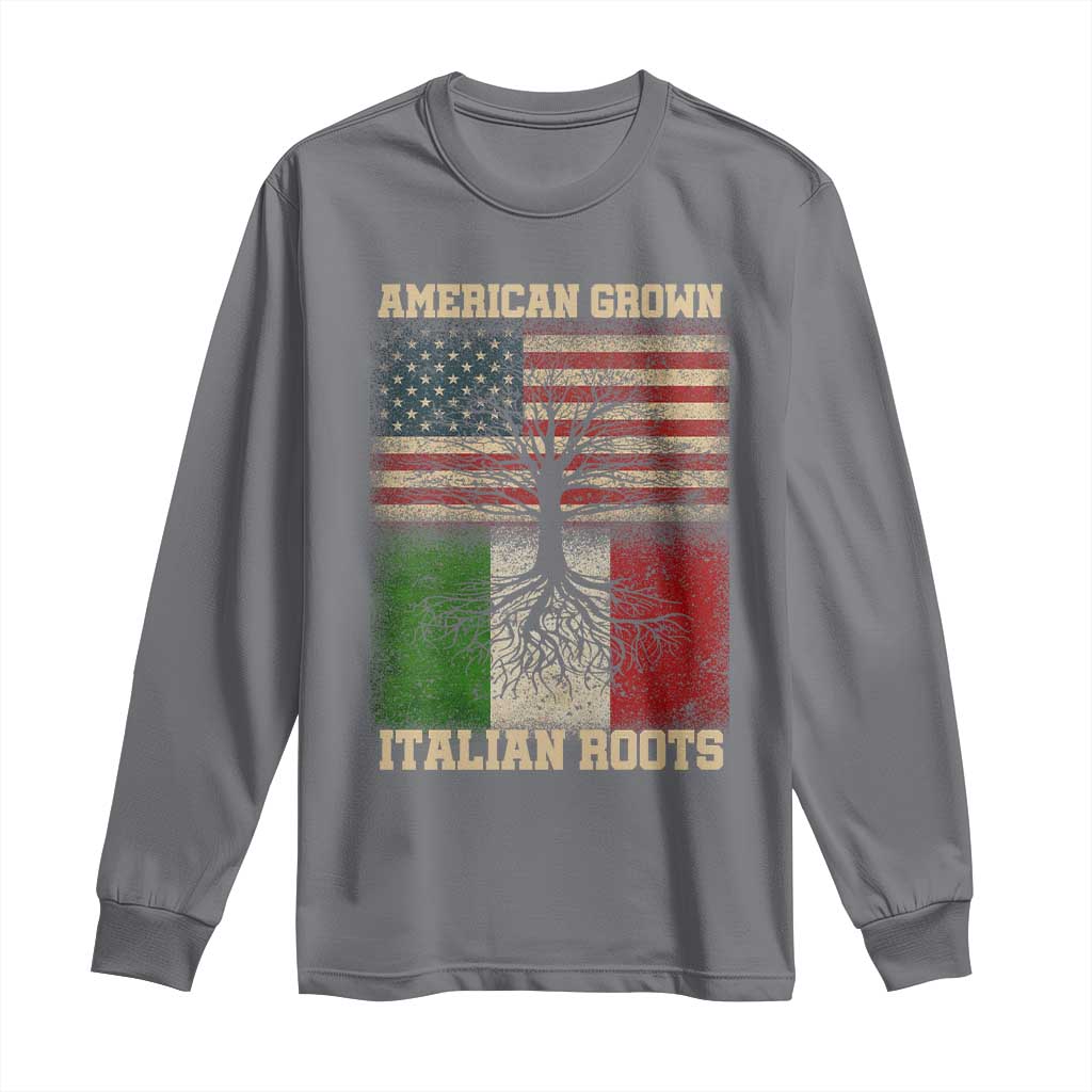 American Grown Italian Roots Long Sleeve Shirt USA Italy Flag Family Tree Italian TS10 Charcoal Print Your Wear