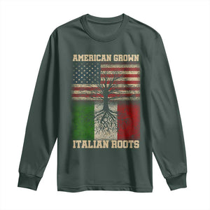 American Grown Italian Roots Long Sleeve Shirt USA Italy Flag Family Tree Italian TS10 Dark Forest Green Print Your Wear