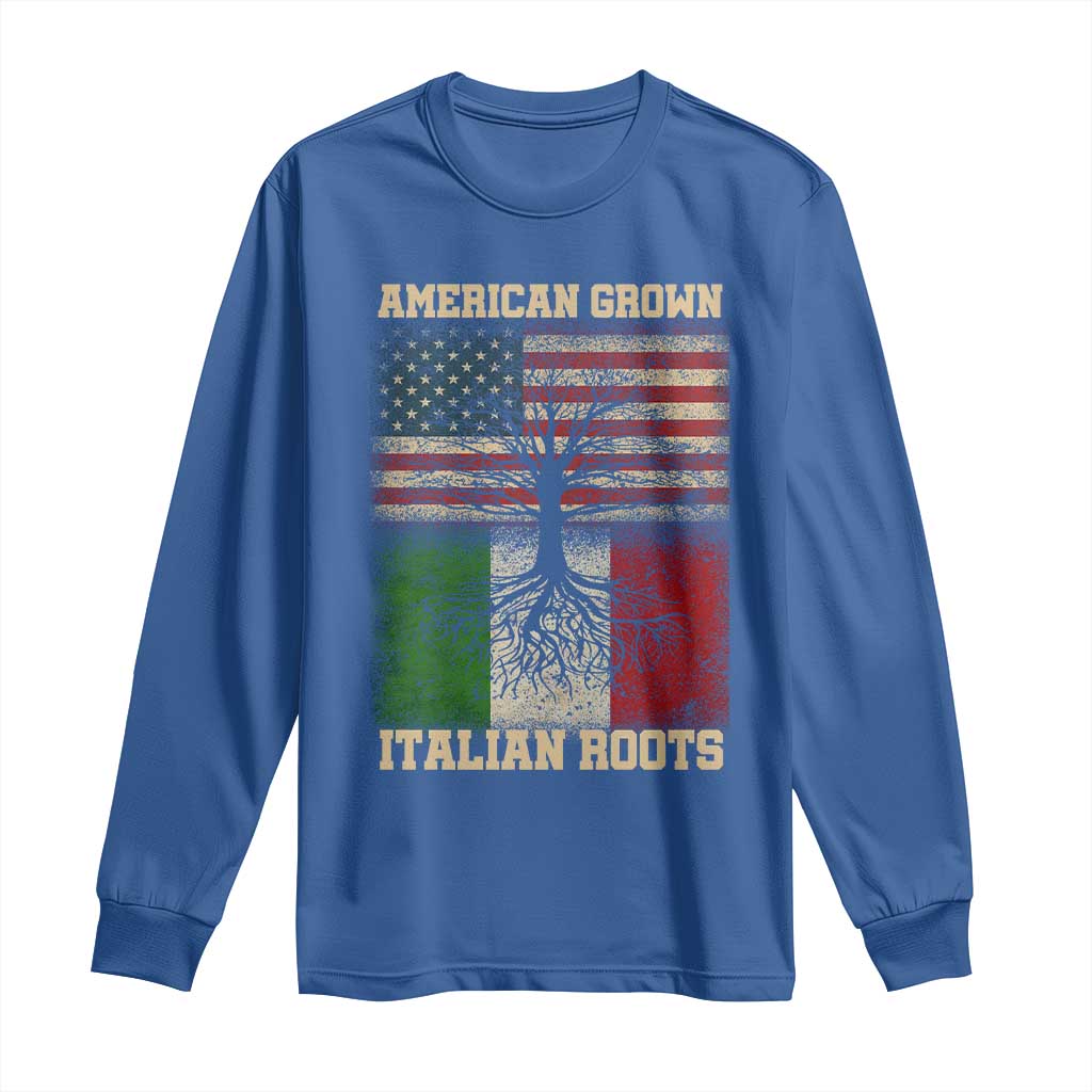 American Grown Italian Roots Long Sleeve Shirt USA Italy Flag Family Tree Italian TS10 Royal Blue Print Your Wear