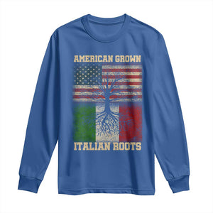 American Grown Italian Roots Long Sleeve Shirt USA Italy Flag Family Tree Italian TS10 Royal Blue Print Your Wear