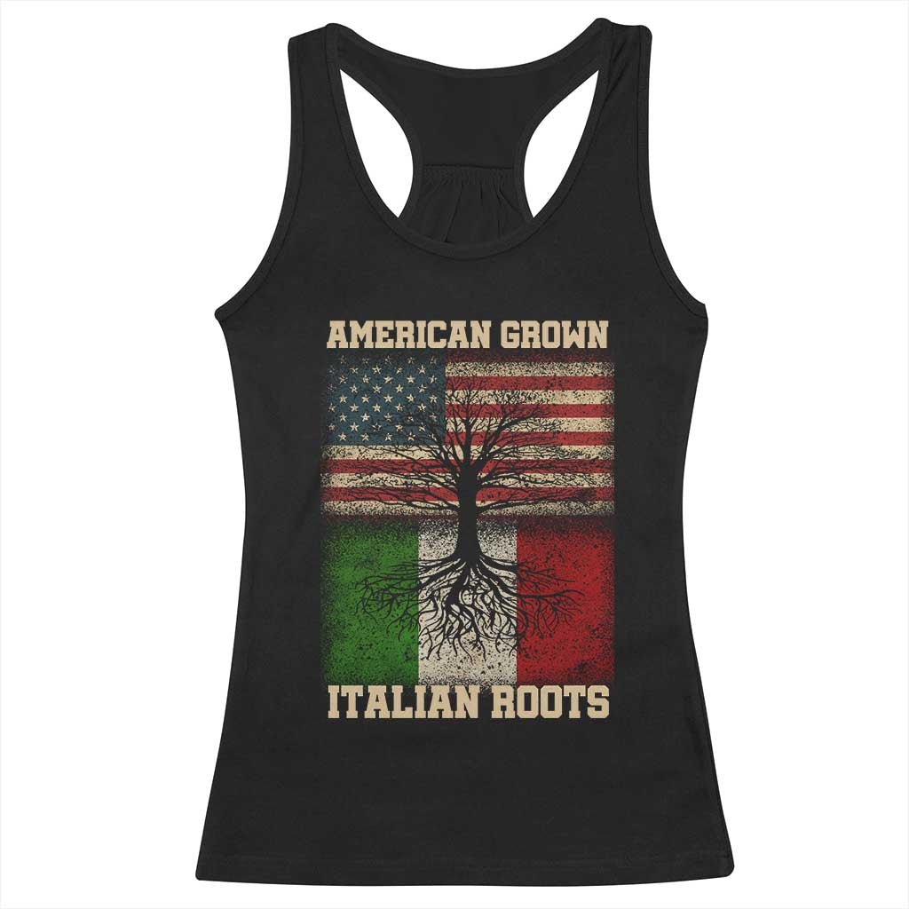 American Grown Italian Roots Racerback Tank Top USA Italy Flag Family Tree Italian TS10 Black Print Your Wear