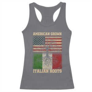 American Grown Italian Roots Racerback Tank Top USA Italy Flag Family Tree Italian TS10 Charcoal Print Your Wear