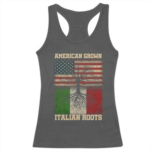 American Grown Italian Roots Racerback Tank Top USA Italy Flag Family Tree Italian TS10 Dark Heather Print Your Wear