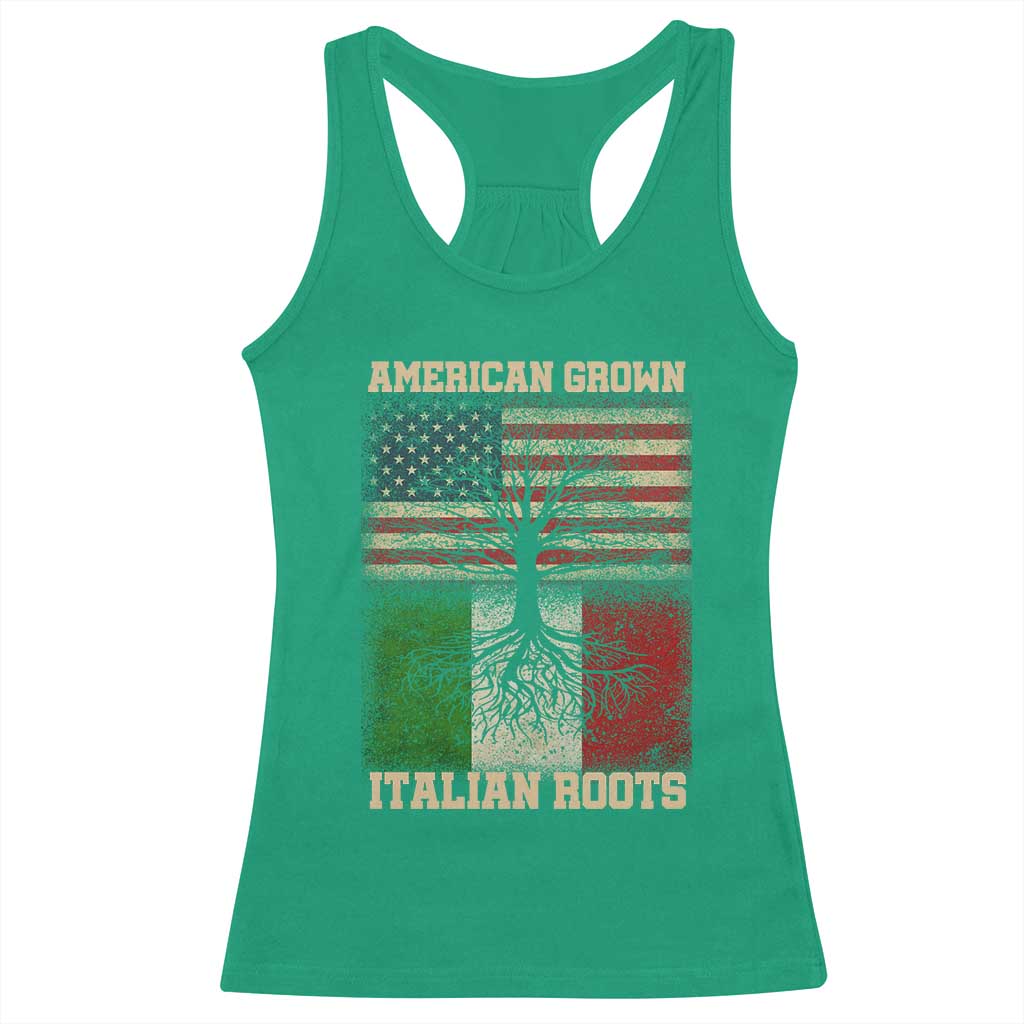 American Grown Italian Roots Racerback Tank Top USA Italy Flag Family Tree Italian TS10 Irish Green Print Your Wear